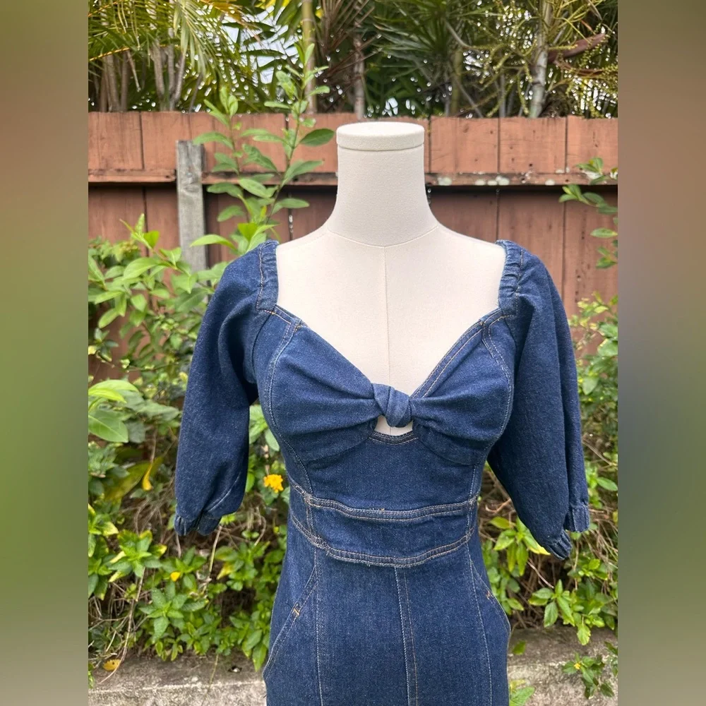 FARM Rio Denim Jumpsuit - Picture 2 of 12